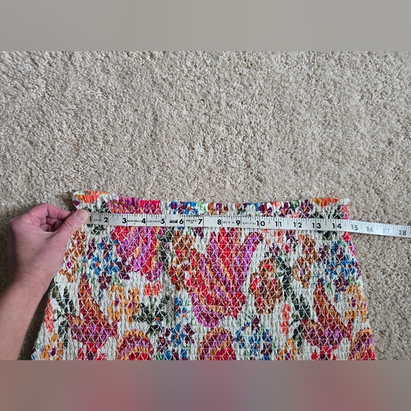 New FARM Rio Womens Spring Bananas Smocked Mini Skirt Floral Pom PomTrim Size M - Picture 7 of 11